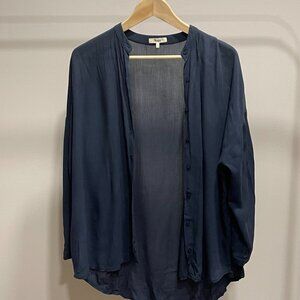 OAK + FORT Noul Button Down Blouse - Size S - Dark Navy